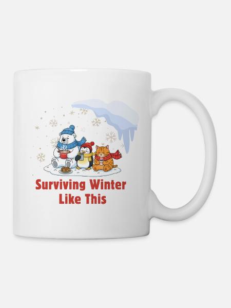 Winter Chill-Crew: Gemütlich & Müde - Tasse - Weiß