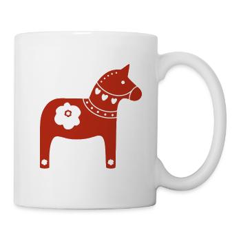Dalapferd Weihnachten Schweden Stockholm Deko Xmas - Tasse - Weiß - Rechts