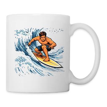 Surfer Illustration auf kraftvoller Welle - Tasse - Weiß - Rechts