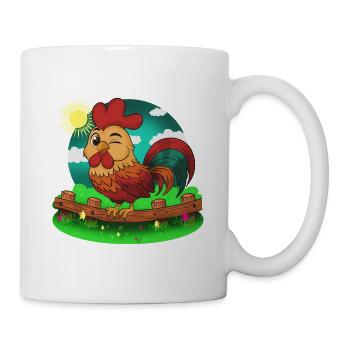 Bauernhof Hahn im Sonnenschein - Tasse - Weiß - Rechts