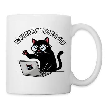 Alors que mon dernier e-mail Dessin de chat drôle - Mug blanc - blanc - Droite