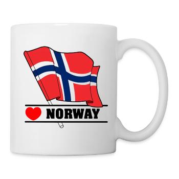 Norwegische Flagge mit Herz - Tasse - Weiß - Rechts