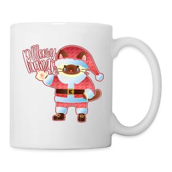 Meowy Purrmas Weihnachtsmann-Katzen-Kunst - Tasse - Weiß - Rechts
