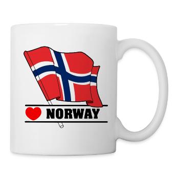 Norwegische Flagge mit Herz - Tasse - Weiß - Rechts