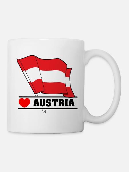 Österreichische Flagge mit Herz - Tasse - Weiß