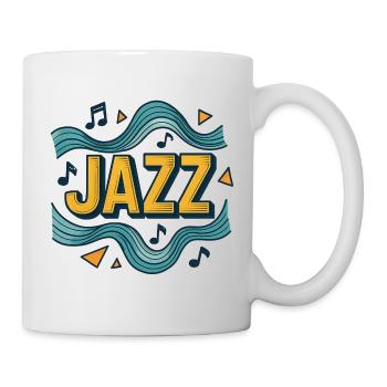 Musik Jazz Grafikdesign Blau und Gelb - Tasse - Weiß - Rechts