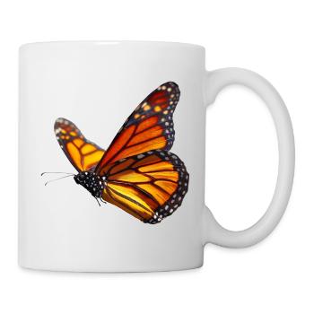 Monarchfalter im Flug Natur Design - Tasse - Weiß - Rechts