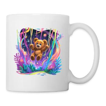 Neonwald-Teddybär auf Schaukel - Tasse - Weiß - Rechts