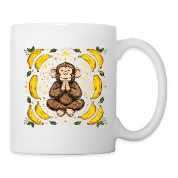 Dankender Affe mit Bananenring - Tasse - Weiß - Rechts
