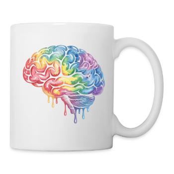 Rainbow Brain Gradient Print Design - Mug - white - Right