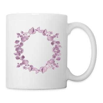 Delicate eucalyptus wreath in dusky pink illustration - Mug - white - Right