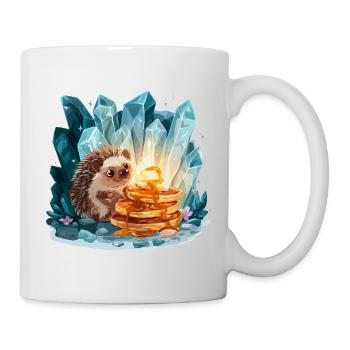 Igel mit goldenen Pfannkuchen - Tasse - Weiß - Rechts