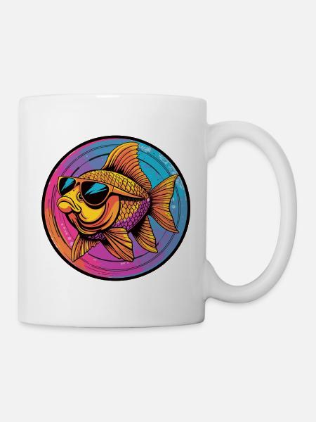 Goldfisch mit Sonnenbrille - Tasse - Weiß