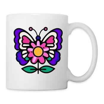Papillon sur fleur - Mug blanc - blanc - Droite