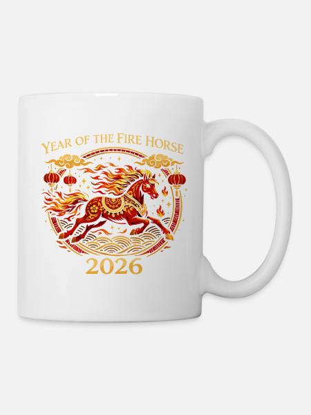 Feuerpferd 2026 T-Shirt | Chinesisches Neujahr Ste - Tasse - Weiß