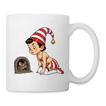 Leprechaun girl at mouse hole - Mug - white - Right