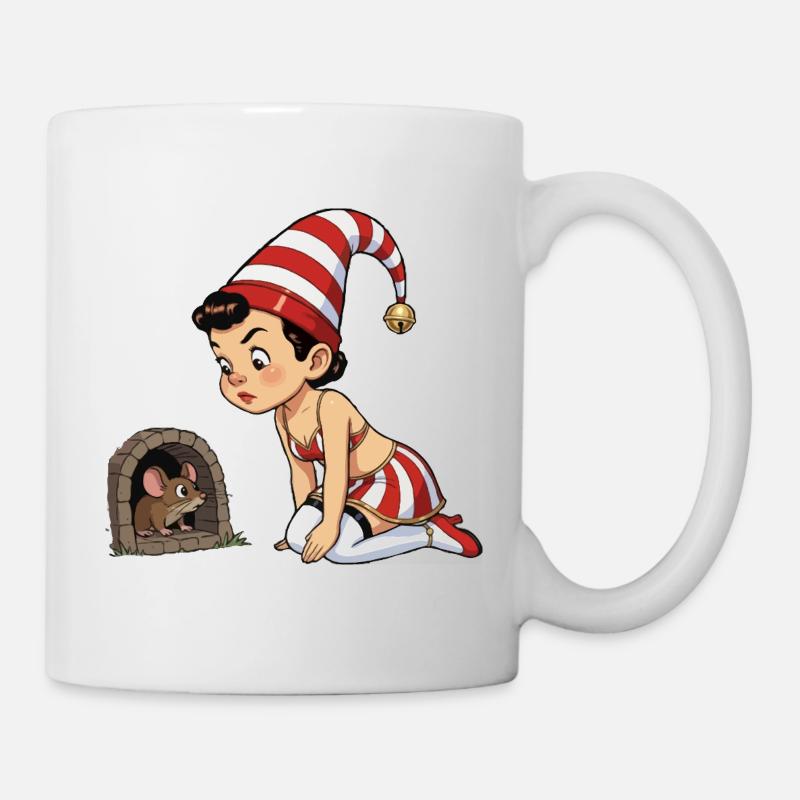 Fille lutin au trou de souris - Mug blanc - blanc