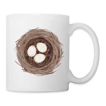 Nid d’oiseau avec trois œufs – illustration naturelle - Mug blanc - blanc - Droite