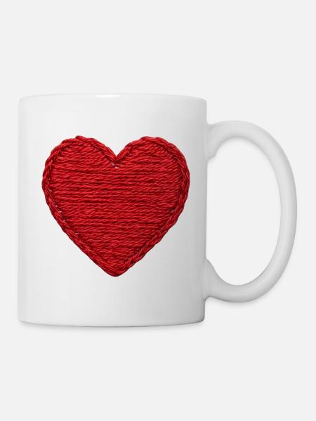 Cœur dans un style brodé (imprimé) - Mug blanc - blanc