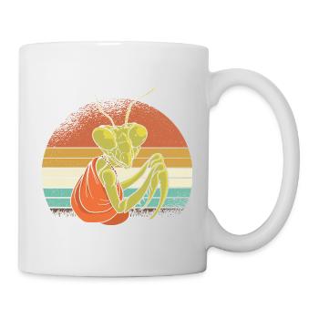 Mantis dans un coucher de soleil rétro - Mug blanc - blanc - Droite