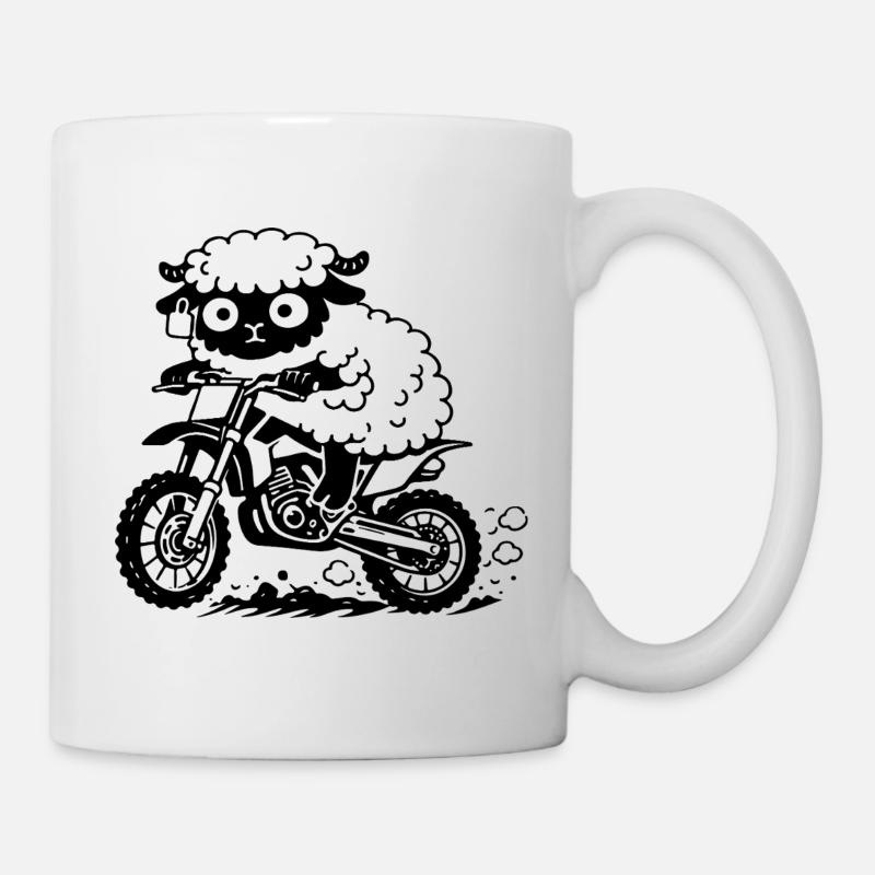 Sheep Motorcycle Cross - Mug - white