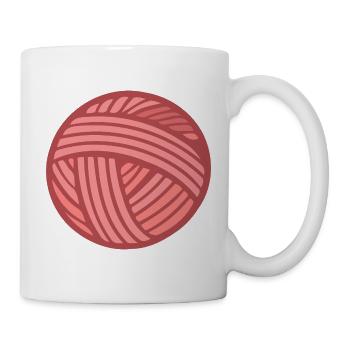 Rosa Wollknäuel-Strickmuster - Tasse - Weiß - Rechts