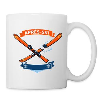 Comic Ski gekreuzt mit fröhlichem Banner - Tasse - Weiß - Rechts