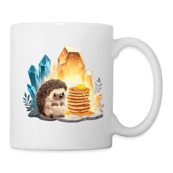 Hedgehog with pancakes in crystal cave - Mug - white - Right