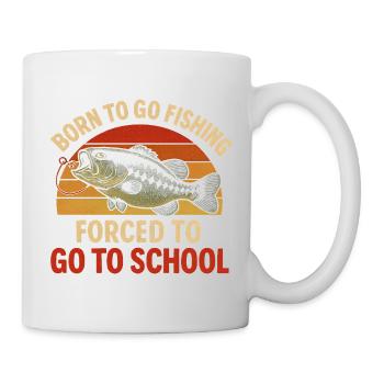 Né pour aller pêcher, forcé d’aller à l’école Pêcheur - Mug blanc - blanc - Droite