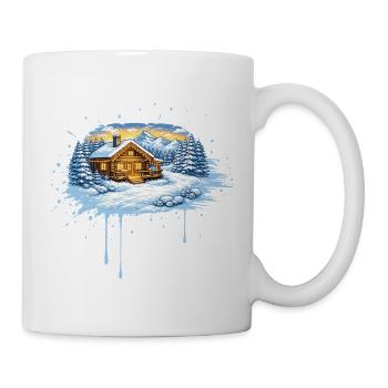 Winter mountain hut in the snow – Alpine winter idyll - Mug - white - Right