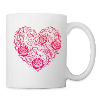 Heart Romantic Dragon Roses And Love - Mug - white - Right