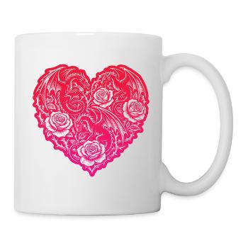Heart Romantic Dragon Roses Love - Mug - white - Right