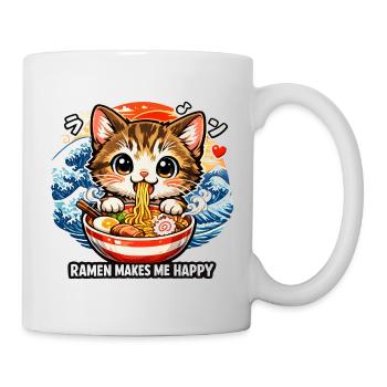 Kawaii Katze Ramen Nudeln Anime Katze - Tasse - Weiß - Rechts