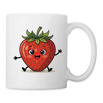 Fraise, fruits véganes drôles, sucrés, fruits d’été - Mug blanc - blanc - Droite
