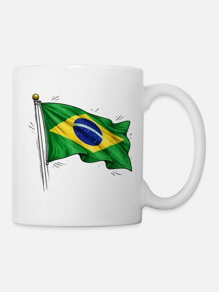 Brasilien Flagge - Tasse - Weiß