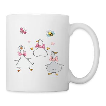 Oies drôles avec papillon et abeille - Mug blanc - blanc - Droite