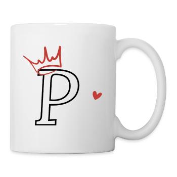 Buchstabe p, Kronenherz - Tasse - Weiß - Rechts