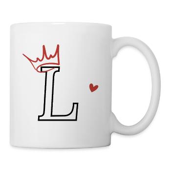 Buchstabe I, Kronenherz - Tasse - Weiß - Rechts