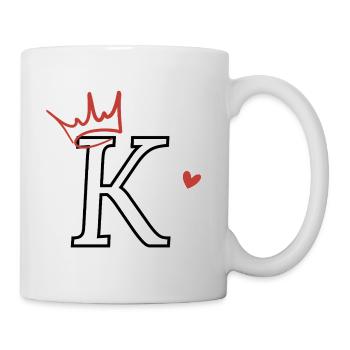 Buchstabe k Kronenherz - Tasse - Weiß - Rechts