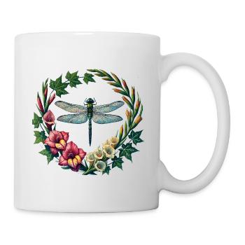 Dragonfly Floral Wreath Frame - Mug - white - Right