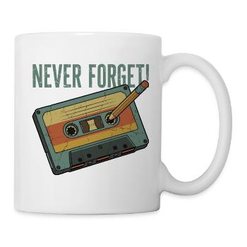 Never Forget – Retro Kassette & Bleistift Design - Tasse - Weiß - Rechts