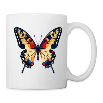 Schöner Bunter Schmetterling Frühling Motiv - Tasse - Weiß - Rechts