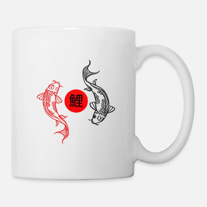 Koi dans le cercle zen rouge - Mug blanc - blanc
