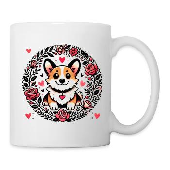 Corgi Floral Heart Circle - Mug - white - Right