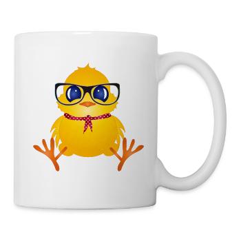 Cute chick with nerd glasses - Mug - white - Right