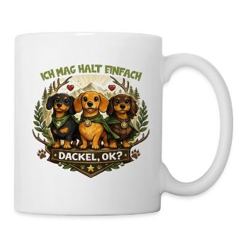 Motif des armoiries nature du teckel avec cœur et expression - Mug blanc - blanc - Droite