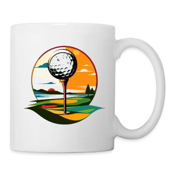 Golfball auf Golfplatz Golfer Landschaft Motiv - Tasse - Weiß - Rechts
