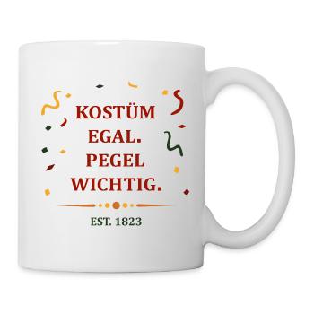Kostüm egal. Pegel wichtig. – Karneval Party Shirt - Tasse - Weiß - Rechts