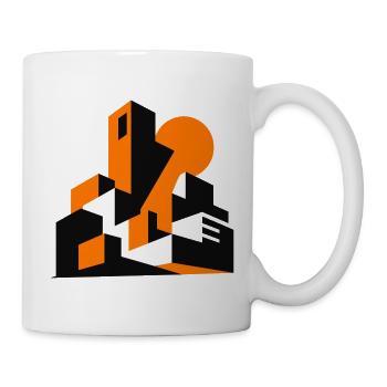 Geometrische Stadtsilhouette Orange - Tasse - Weiß - Rechts