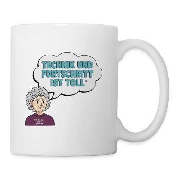 Technikliebe mit Oma Comic - Tasse - Weiß - Rechts